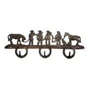 Men with Their Horses Cast Metal Coat Key Rack