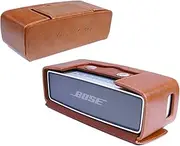 Tuff-Luv Personalised Vintage Genuine Leather NFC Travel Case Compatible with Bose Sound Link Mini/Mini II with NFC Tag - Brown