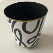 Jaye's Studio 4" Round Cachepot/Planter Black and White Scribbles, New