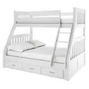 Cornelia Triple Bunk Bed with Storage - Solid Wood White