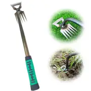 5/6/11 Tines Effortless Gardening Hand Weeder Tool Dual Purpose Manganese Steel Manual Weed Puller with Extended Handle