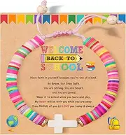 [OMSEEN] First Day of School Gift Kindergarten Prek Bracelet Mommy and Me Bracelets Back to School Gifts Adjustable Cross Bracelets for Kids Daughter Girls Jewelry Gift