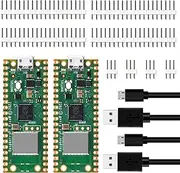GeeekPi 2-Pack Pin Headers & USB Cables RP2040 Chip for Raspberry Pi Pico W, Wi-Fi Wireless Connectivity, Boards for Raspberry Pi Pico W, 20Pin Headers, 3Pin Headers, USB Cables Included