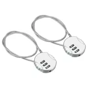 Small Combination Lock 14.9 Inch, 2 Pack 3 Digit Padlock for Locker, Silver Tone