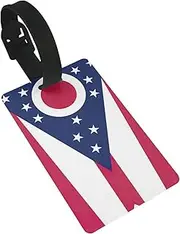 [YANYU] Ohio State Flag Print Luggage Tags Funny Suitcase Labels with Full Back Privacy Cover Travel Accessories
