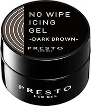 PRESTO No Wipe Icing Gel, Dark Brown, 0.3 oz (8 g), UV/LED Compatible