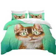 Cute Painted Cat Handsome Ginger Kitten Quilt Cover