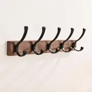 17.3" Small Wooden Coat Rack Wall Mount with 5 Hooks, Entryway Wall Hooks Coa...