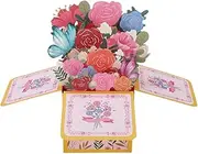 Carnation Pop Up Cards Paper Flower Bouquet Card Mothers Day Card for Women 3D Popup Greeting Cards with Note Card and Envelope for Birthday Gift Cards Thank You Cards Mothers Day Gifts (B)