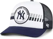 47 Brand NY New York Yankees Cooperstown Foam Front Trucker Cap, Adjustable Snapback Hat Blue, Blue, One Size