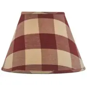 Wicklow Garnet Lt. Tan Check Cotton Fabric Country Lighting Lampshade