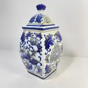 Blue And White Flower Glass Jar Brand New