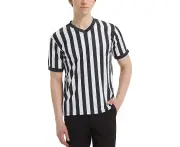 TOPTIE Sporting Goods Men's Referee Shirt Official V-Neck Black & White Stripe Jersey