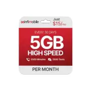 $15/Month | Prepaid Plan: 1 Months T-Mobile | 5GB High-Speed Data Per Month |...