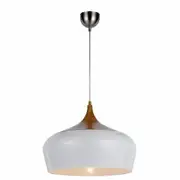 Telbix Polk Metal & Oak Large Pendant Light - White