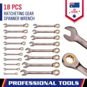 18-Pieces Ratchet Spanner Set Metric 6-30mm Spanners Nickle Plated Pouch Tool