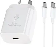 FOSION 25W Super Fast Charger USB C Wall Charger with 2M USB C to C Cable， USB C PD 3.0 Fast Charging Plug Cube Block for Galaxy S24/S23/S22/Note 20, iPhone 15/14/13