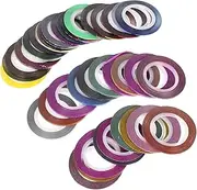 IWOWHERO 50 Rolls Nail Art Striping Tape Self Adhesive Glitter Line Stickers for DIY Manicure Color Metallic Color Matte Nail Design Tapes for Home Salon Use