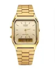 Casio AQ-230 Gold Tone-Gold Dial Vintage Digital Analog Men's New Watch AU stock