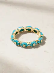 [Sydney Evan] Sydney Evan - Eternity 14-karat Gold, Turquoise And Diamond Ring - 6 1/2 6 1/2 Gold