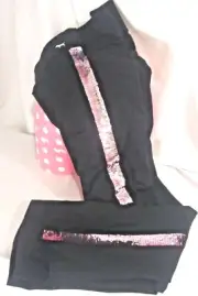 Victorias Secret Pink GRAPHIC FLIP SEQUINS BLING Yoga Pants Boot NWT XS