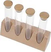 LOPUNER 1 Set Airtight Glass Coffee Bean Storage Tube with Wooden Stand Versatile Container for Coffee Beans Spices Items Easy to Assemble Sealed Design