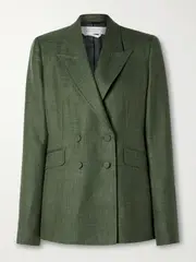 [Gabriela Hearst] Gabriela Hearst - Angela Double-breasted Wool, Silk And Linen-blend Blazer - Green - IT46 IT 46 Green