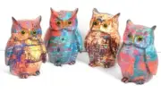 Money Box Graffiti Hand-Painted Resin Owl Art Coin Saving Piggy Bank Gift 11.5cm