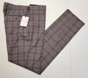 $475 New PAUL SMITH Wool Dress Pants Men 32 Unhemmed Flat EU 48 Pink Gray Check