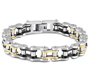 [Heavstjer] Men's Hip Hop Locomotive Stainless Steel Bicycle Chain Bracelet