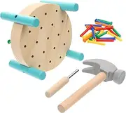 FOYTOKI 1Set Wooden Hammer Pounding for Educational Workbench Game to Enhance Hand Eye Coordination Active Thinking Hammer for Safe Fun