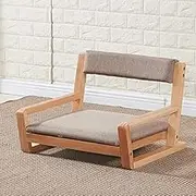 Generic Wood Tatami Zaisu Legless Chair Floor Seating Great for Meditation Games Reading Watching TV Living Room Furniture Accent Chair (with Arm)
