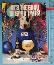 Vintage 1987 Bud light Print Ad Dog Spuds Mackenzie. Original Party Animal