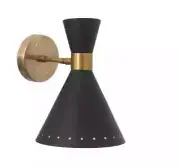 Mid-Century Modern Wall Sconces in raw brass, inspired by Stilnovo design.