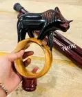 Brown Rhinoceros Wooden Handle Walking Stick Handmade Cane 36" Long For Man Gift