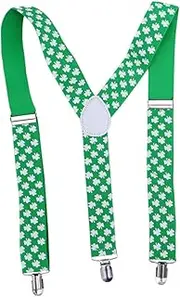 [NOLITOY] 3pcs Costumes for Girls Mens Suspenders Green Outfit Shamrock Suspenders St Patricks Day Suspenders St Patricks Day Accessories Bib Short Clothing Strap Man Button Elastic Band