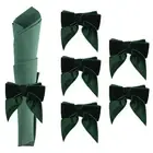 6 Pcs Napkin Rings Bow Velvet Napkin Holder Ring Dining Table Decor Green