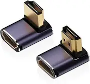 AreMe 8K HDMI 2.1 Right Angle Adapter (2 Pack), Up&Down 90 Degree and 270 Degree HDMI Male to HDMI Female Extender Connector Aluminum Alloy