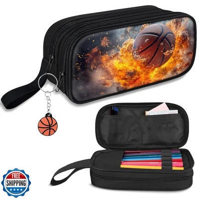TILYTADLY Large Pencil Case for Boys - Basketball Boys Pencil Pouch with Zipp