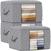 Direct 100L Storage Containers, Large Clothes Storage Bins Foldable 3 Grey