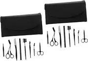 FRCOLOR 2sets Stainless Steel Eyebrow Trimming Set Razor Scissors Tweezers for Shaping 8pcs*2