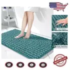 Soft and Absorbent 55" x 24" Microfiber Chenille Bath Mat - Non-Slip, Teal Blue