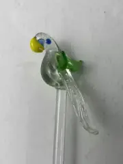 Colorful Hand Blown Glass 8" Bird Plant Ornament Decoration