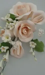 Large Peach Garden Rose Bouquet Sugar flower wedding birthday cake decoration