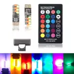 2PCS CAR WEDGE BULBS T10 RGB LED REMOTE CONTROL MULTI COLOR