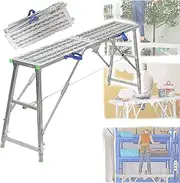 Work Platform Portable Folding Scaffolding Platform Work Bench Scaffold Step Ladder with Adjustable Height (200cm)