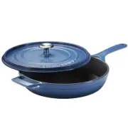 Tramontina 12" Enameled Cast Iron Skillet with Lid/ Blue