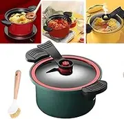 Micro Pressure Crock Pot,Micro Pressure Cooker, Micro Pressure Cooker Pot, Mini Crock Pot, Nonstick Soup Pot Multi-Functional Crock Pot Slow Cooker (Green)