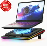 RGB Laptop Cooling Pad 15-19" Turbofan Touch Control LCD Gaming Cooler Black