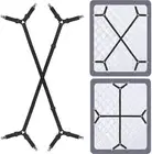 Siaomo Black Adjustable Crisscross Clips Elastic Band Bed Sheet Holder 2Pcs Set
